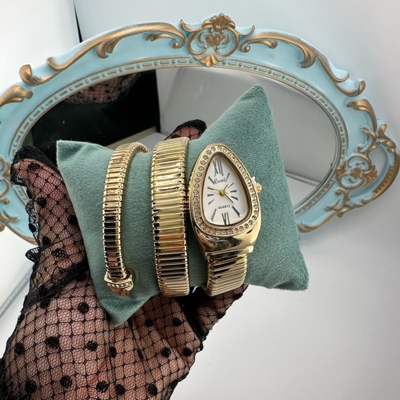 Anthropologie Gold Teardrop Crystal Wrap Watch main image 9